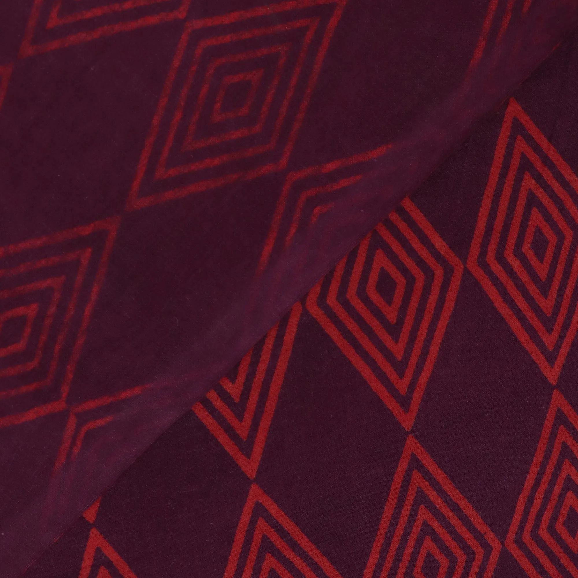 Red Ikat Block Organic Cotton Fabric