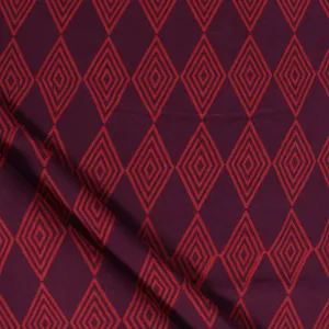 Red Ikat Block Organic Cotton Fabric