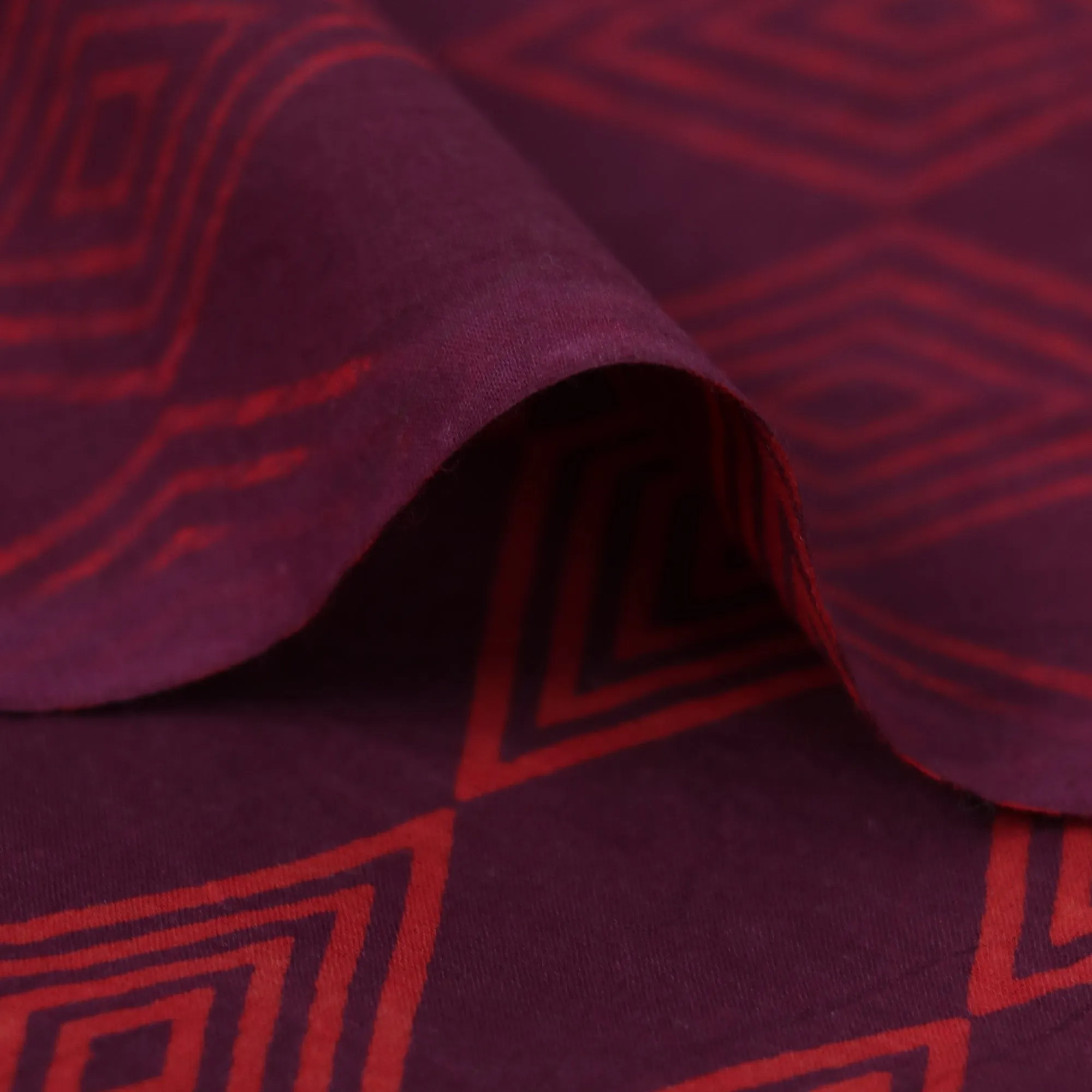 Red Ikat Block Organic Cotton Fabric