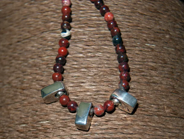 Red Jasper And Silver Necklace