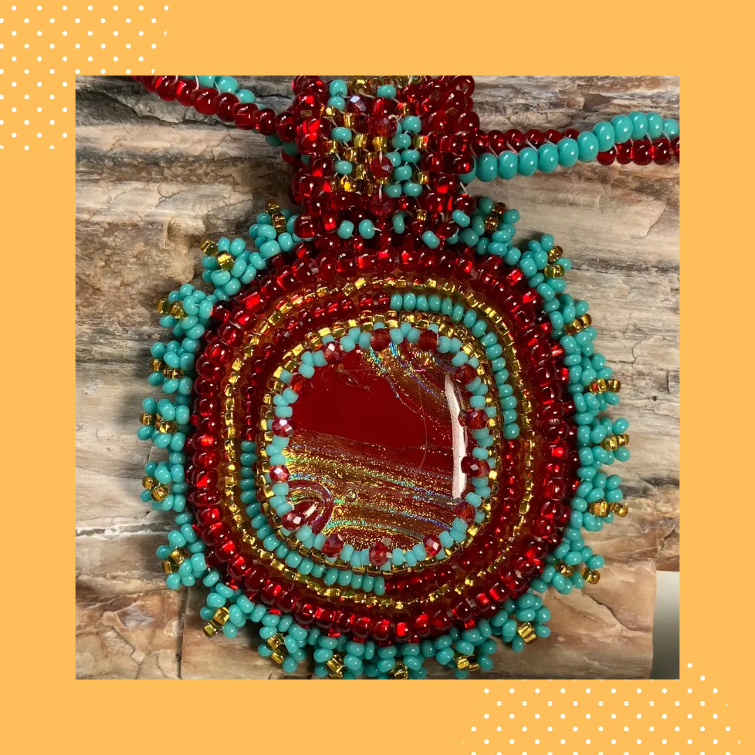 Red, Turquoise and Gold Necklace