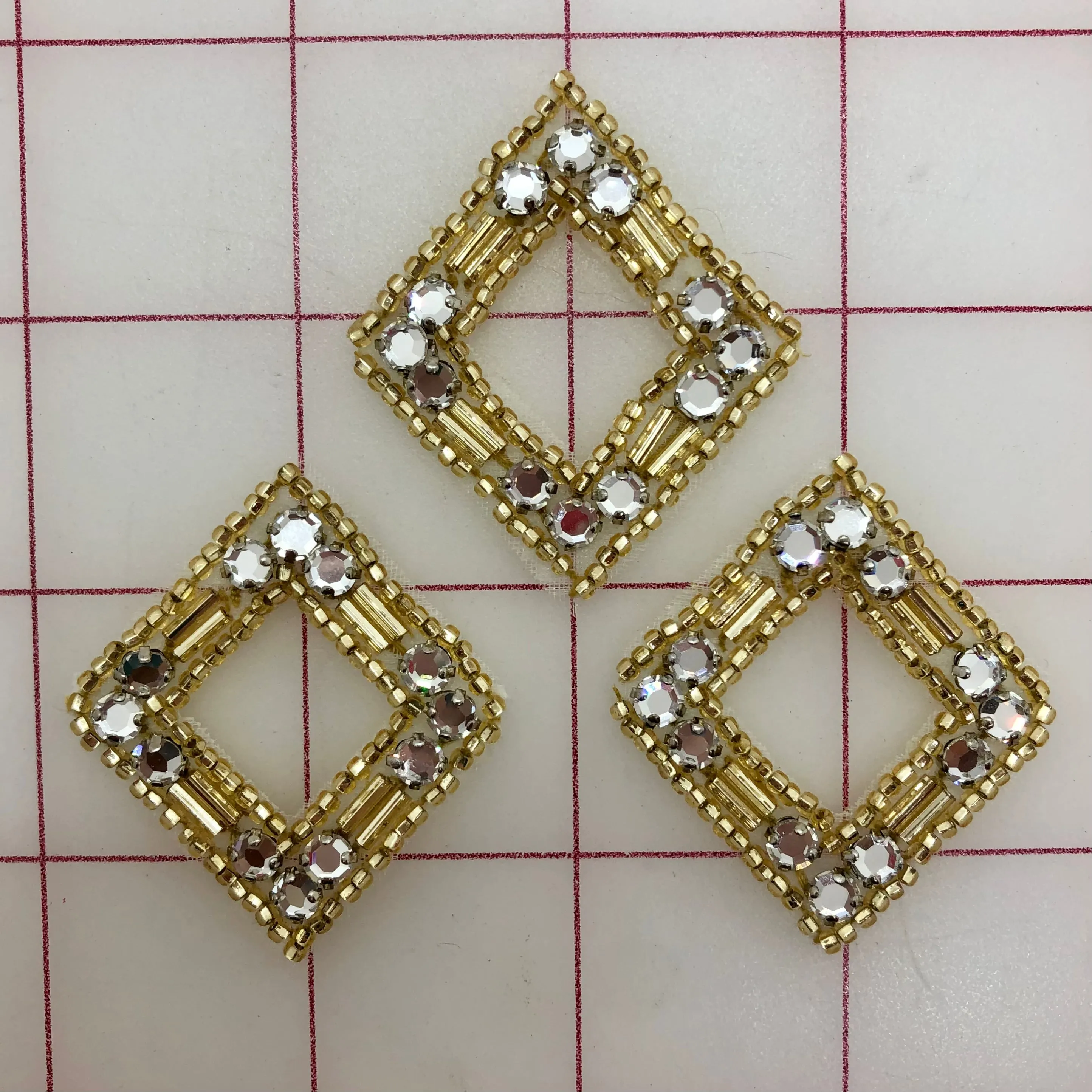 Rhinestone Trim - Beaded Trim with Rhinestones Gold Close-Out