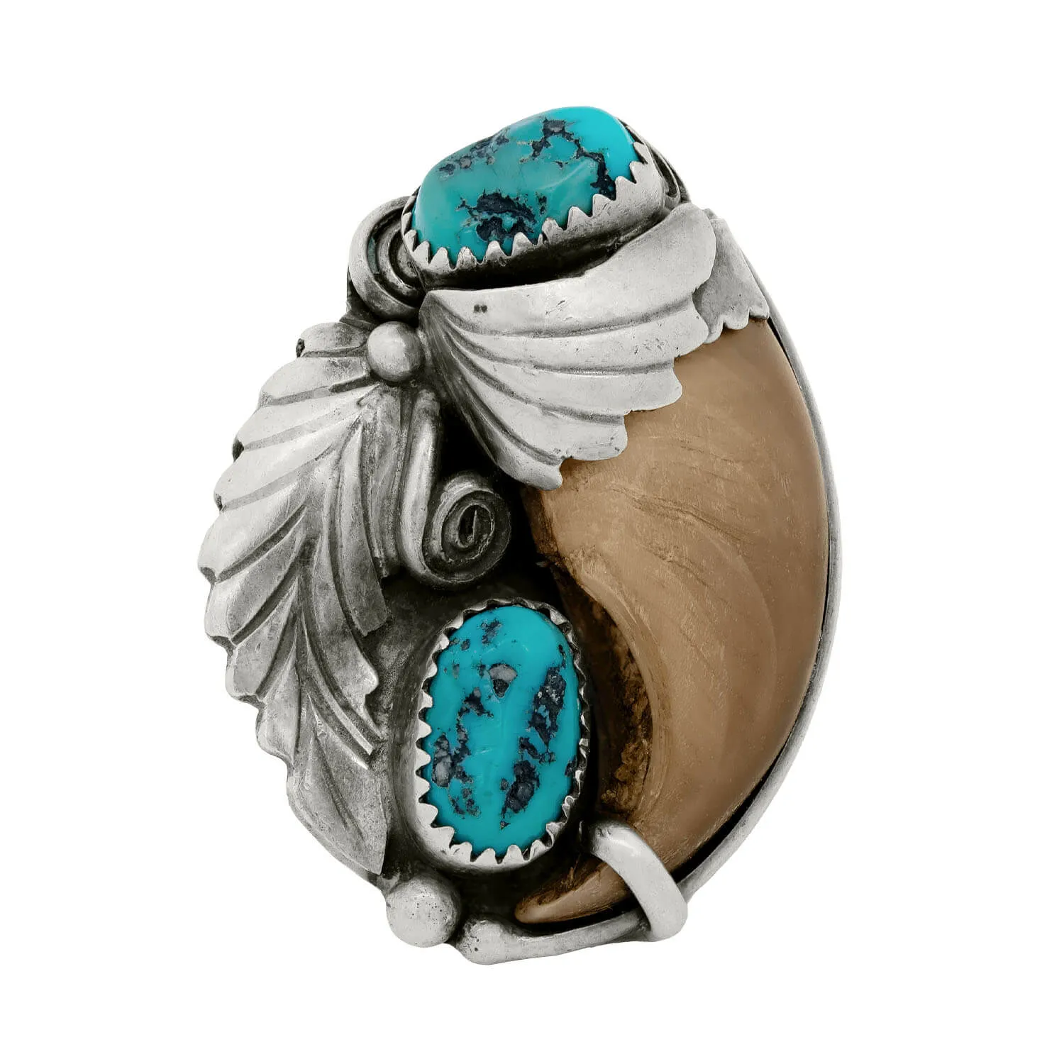 RICHARD BEGAY Vintage Sterling Silver Native American Turquoise   Bear Claw Ring