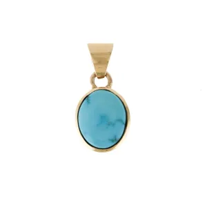 Round Egyptian Turquoise Pendant 14k Gold