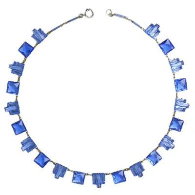 Sapphire Chicklet & Enamel 1920s Necklace