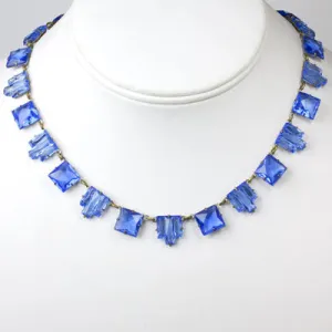 Sapphire Chicklet & Enamel 1920s Necklace