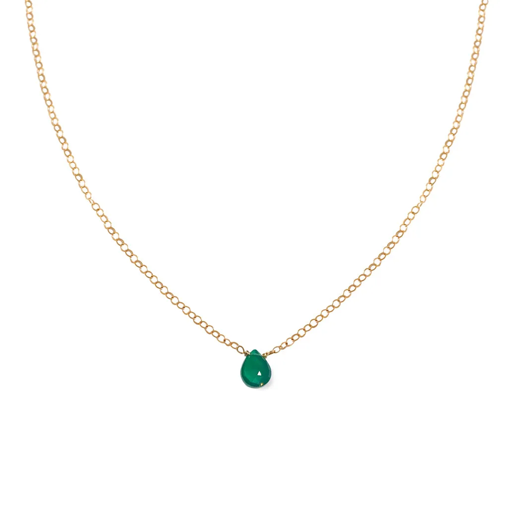 Short Gemstone Necklace - Green Onyx