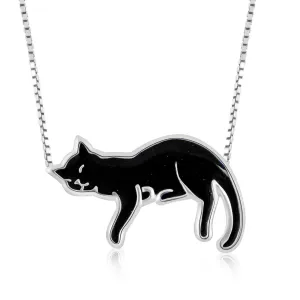 Silver Cat Necklace Pet Lovers Gift