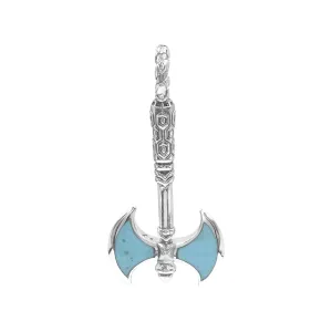 Starborn Turquoise Battle Axe Pendant in Sterling Silver