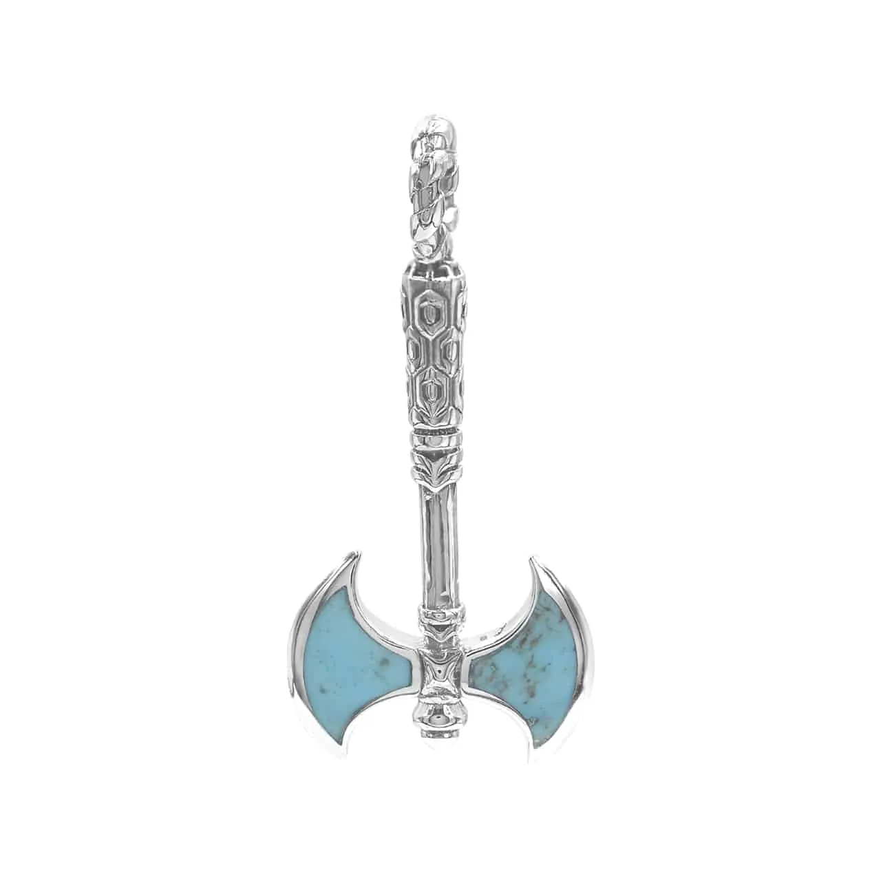 Starborn Turquoise Battle Axe Pendant in Sterling Silver