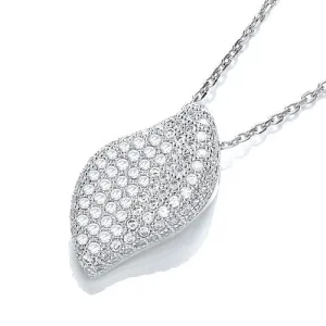 Sterling Silver Teardrop Pave CZ Necklace