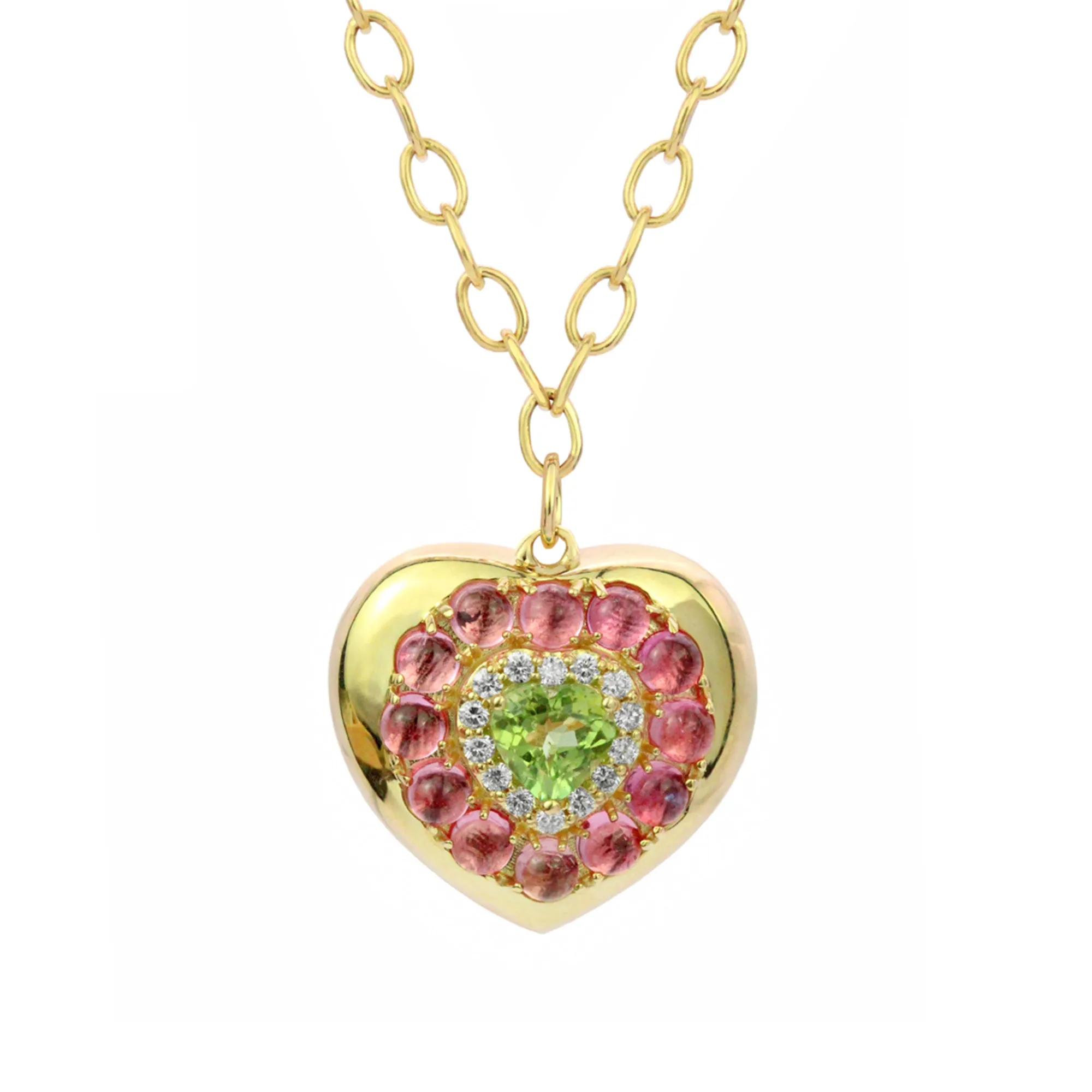 The Lover 14K Gemstone & Diamond Heart Necklace