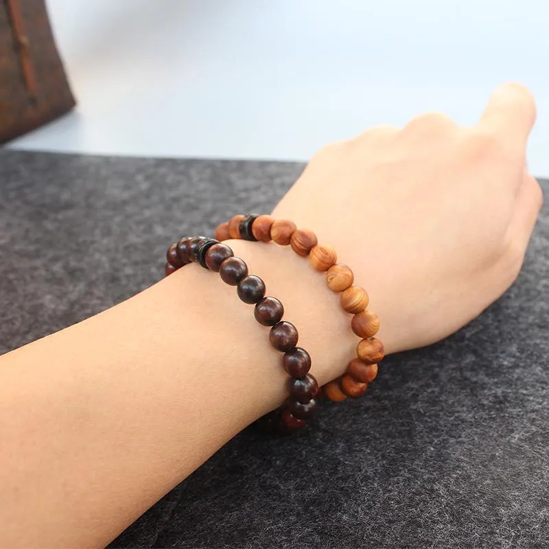 Tibetan Buddhist Natural Sandalwood Hand-carved Coconut Shell Bracelet