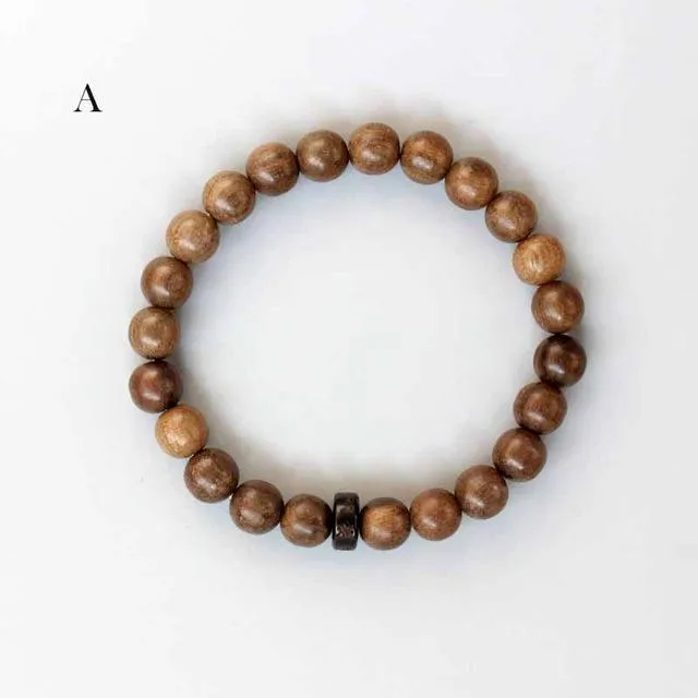 Tibetan Buddhist Natural Sandalwood Hand-carved Coconut Shell Bracelet