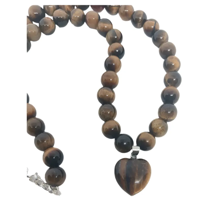 Tiger's Eye Crystal Heart Necklace