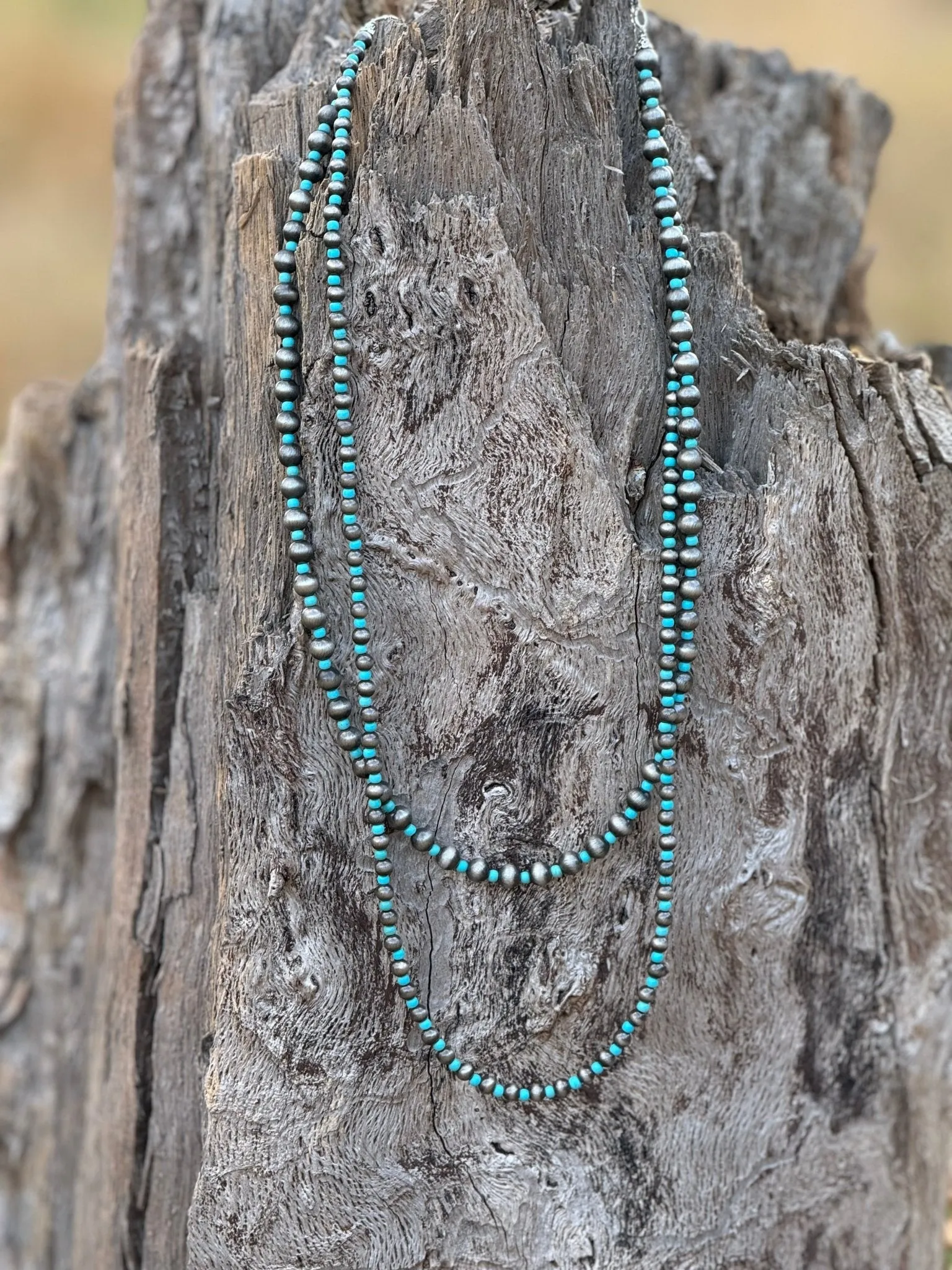 Turquoise and Pearl 2-Layer Necklace