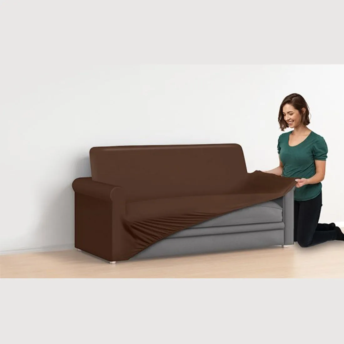 Universal Stretch Love Seat Cover (Brown) - Ideal for Any Décor