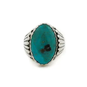 Vintage 1970's Shell-Motif x Mongolian Turquoise Navajo Ring