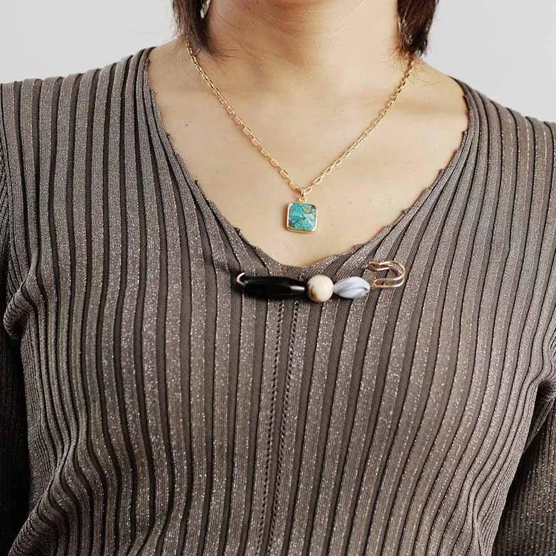 'Wiinya' Square Turquoise Pendant Necklace