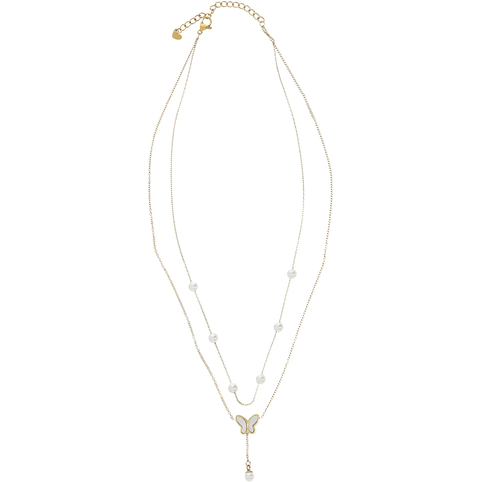 With Butterflies Gold Plated Layered Necklace