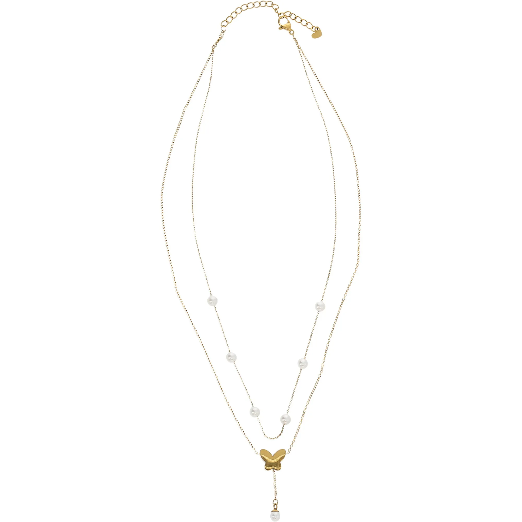 With Butterflies Gold Plated Layered Necklace