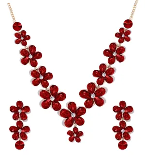 YouBella Jewellery Sets for Women Crystal Necklace Jewellery set with Earrings For Girls/Women (Red)