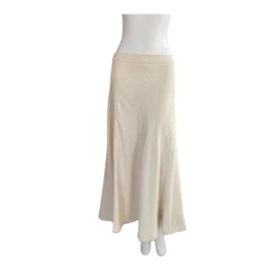 Zara Textured Flared Midi Skirt Cream SIZE XXL